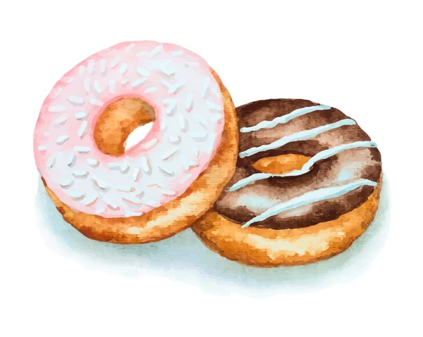 Donuts à l'aquarelle — Image vectorielle