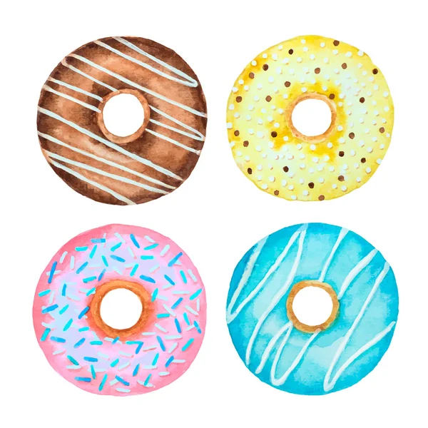 Aquarell-Set von Donuts — Stockvektor