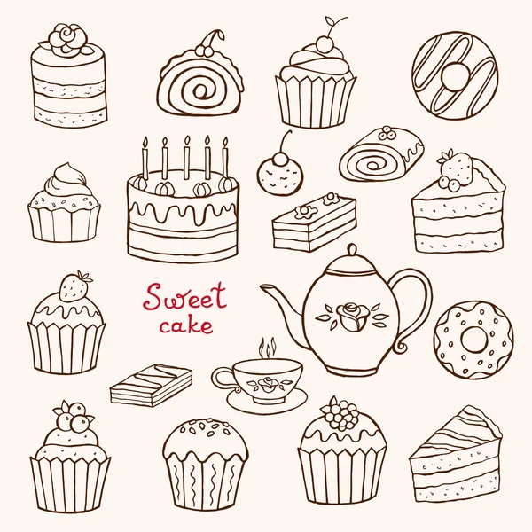 Kuchen und Desserts — Stockvektor