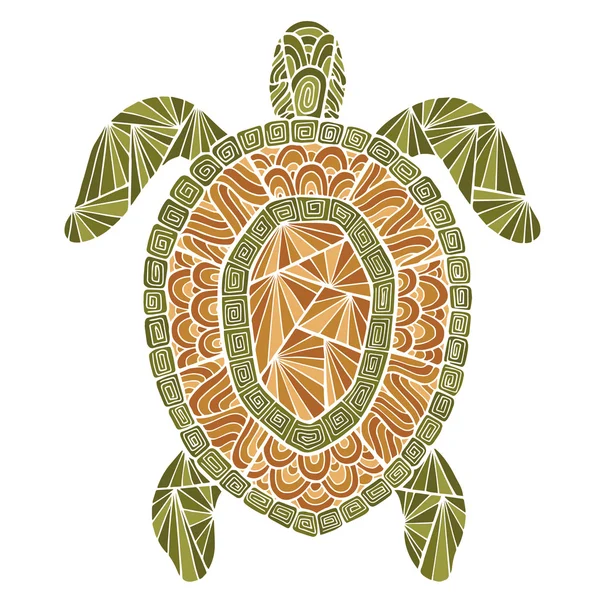 Estilo estilizado de tortuga zentangle . — Vector de stock