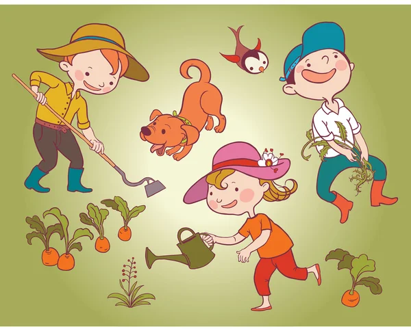 Bahçede çalışan çocuk