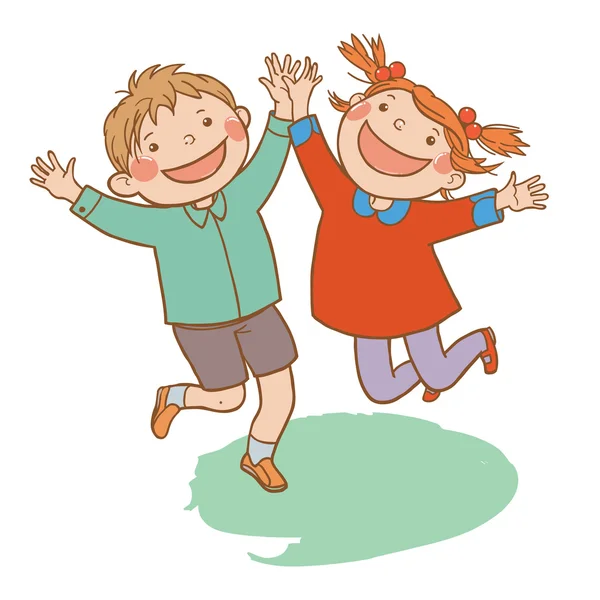 De gelukkige kinderen springen — Stockvector