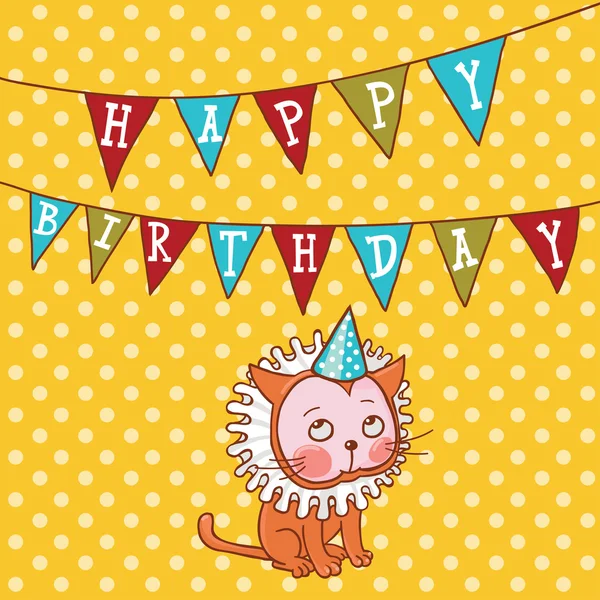 子猫の誕生日カード — ストックベクタ