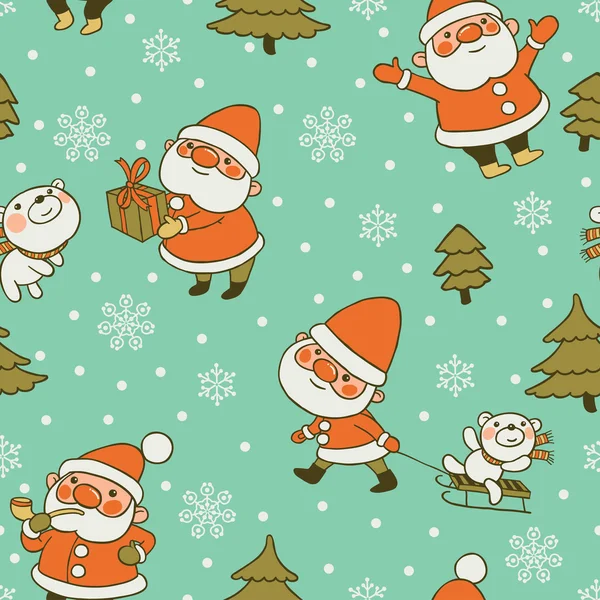 Noel Baba ve oyuncak ayı desen