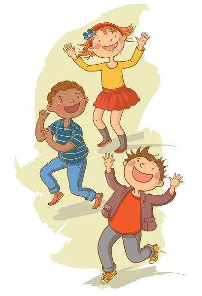 Niños caminando juntos — Vector de stock