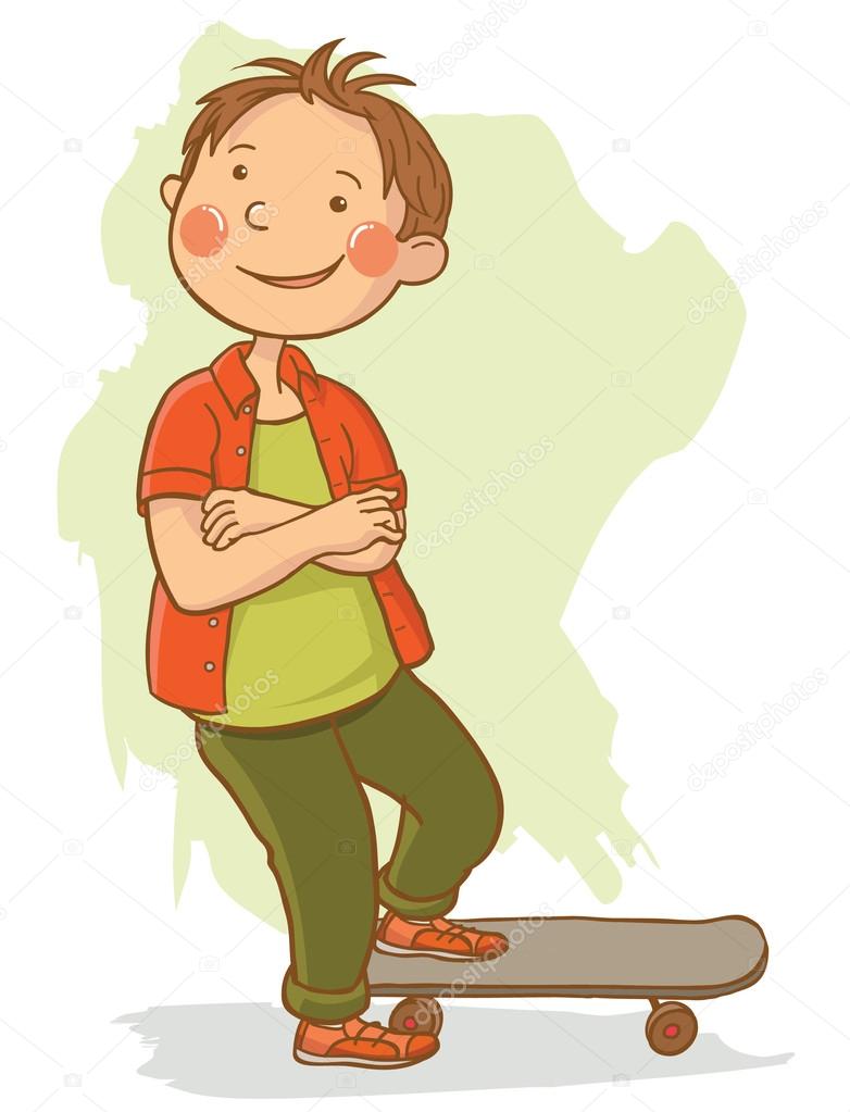 Boy with his skateboard