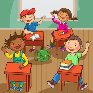 Sınıfta oturan çocuklar