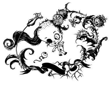 Kuş iskelet ve ölü Dol