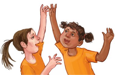 two young girls clipart
