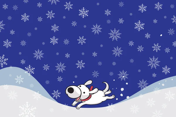 Running dog on snow — Stock Vector