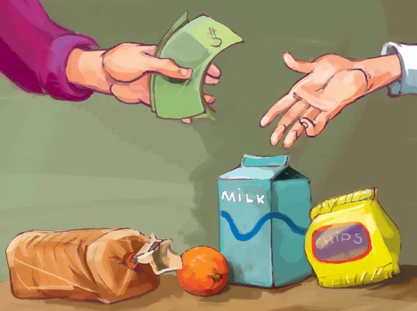 Payer à l'épicerie — Image vectorielle