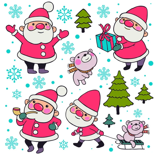 Noel Baba ve oyuncak ayı desen