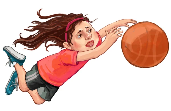 Basketbol oynayan kız — Stok Vektör