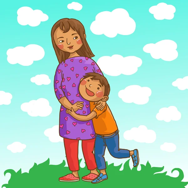 Anne ve oğlu. Hint aile