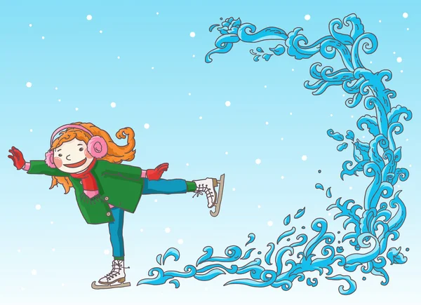 Κορίτσι πατινάζ στον πάγο — Διανυσματικό Αρχείο