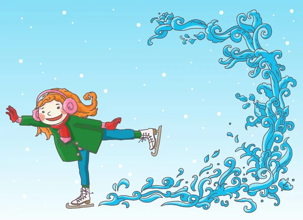 Girl skating on ice — Stock Vector