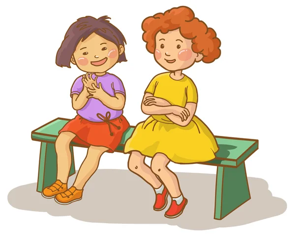 Dos chicas hablando juntas — Vector de stock