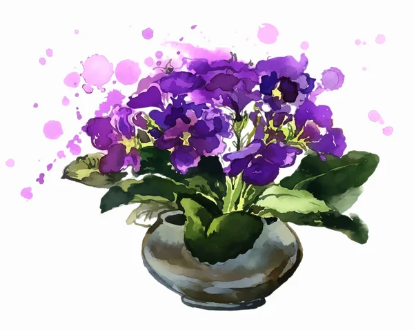 bir tencerede mavi çiçekler