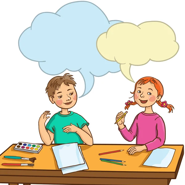 Kids talking together — Stock Vector