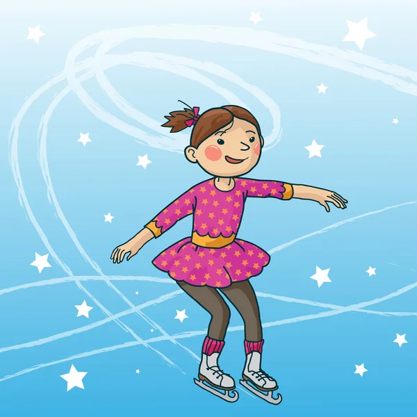 滑冰的小女孩 图库插图