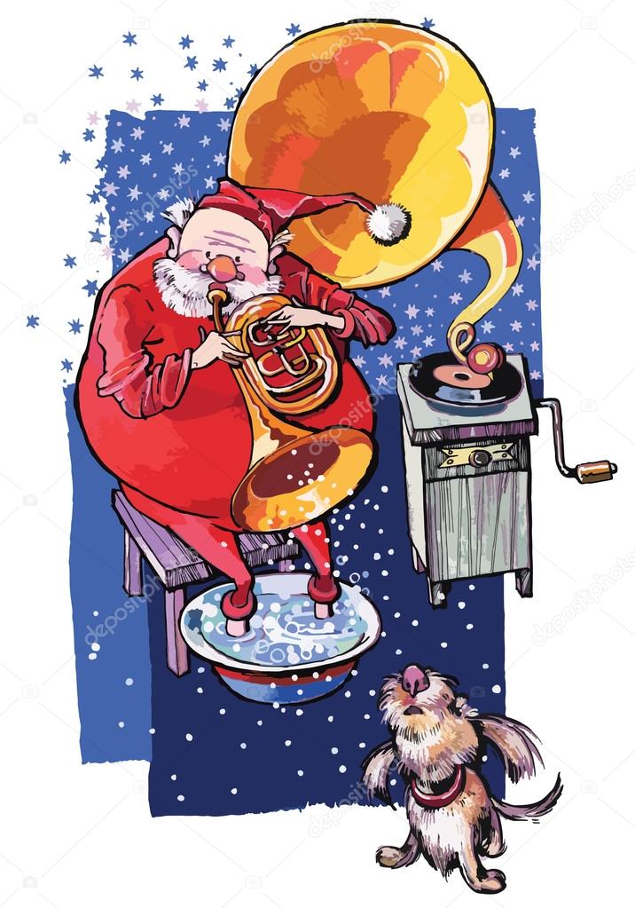 Santa Claus playing music
