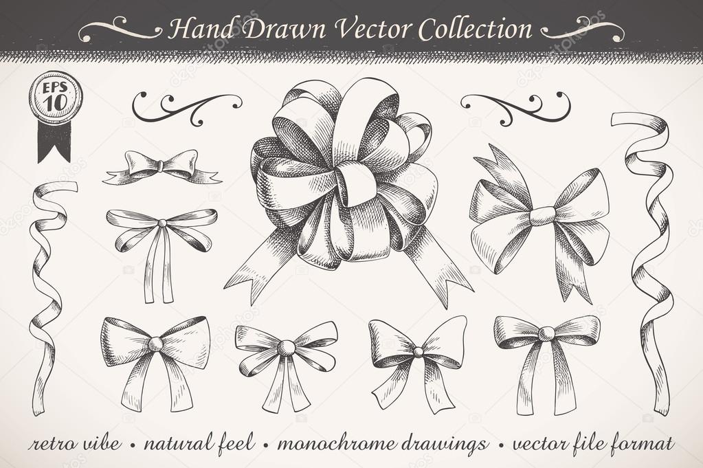 Bows drawing Hand drawn ribbons and bows — Stock Vector © inkant