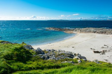 Connemara İrlanda uzaktan beyaz kum plaj