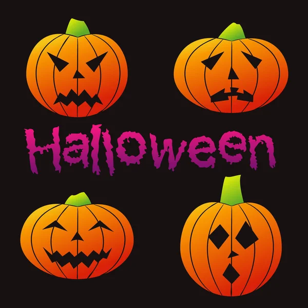 Conjunto Brillantes Calabazas Curvadas Halloween Pizarra Elementos Halloween Para Diseño — Archivo Imágenes Vectoriales