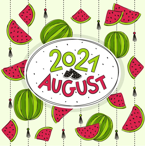 Plantilla Temática Para Calendario Para 2021 Mes Agosto Diseño Para — Archivo Imágenes Vectoriales