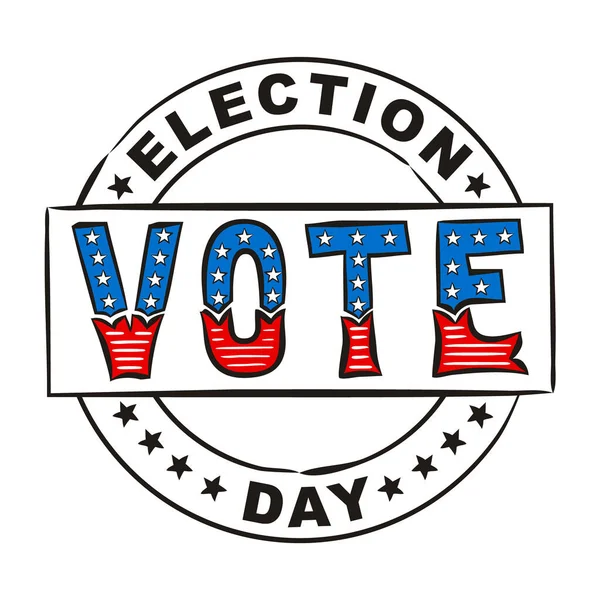 Sello Del Día Las Elecciones Lettering Vote Day United States — Archivo Imágenes Vectoriales