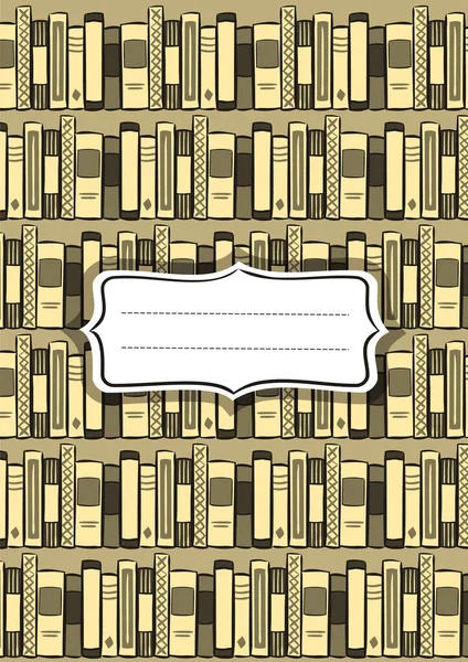 Obálka Pro Školní Učebnici Nebo Zápisník Police Knihovny Knih Pozadí — Stockový vektor