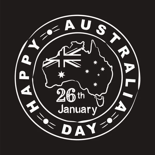 Handgetekende Krijtstempel Met Lettering Kaart Voor Australia Day Logo Januari — Stockvector