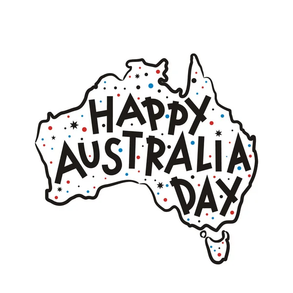 Joyeuse Fête Australie Lettrage Avec Carte Australie Points Logo Tard — Image vectorielle