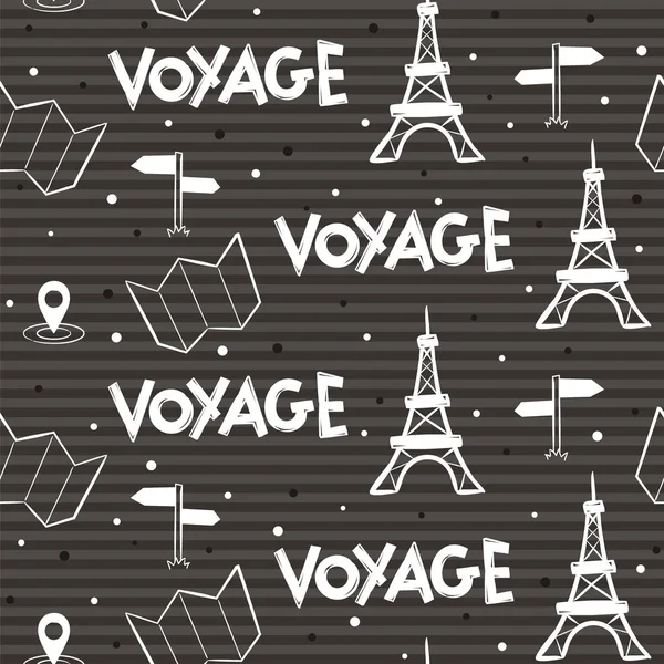 Dungi Alb Negru Model Fără Sudură Elemente Franceze Turnul Eiffel — Vector de stoc