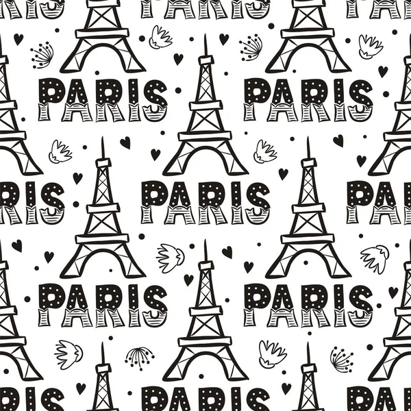 탑에서 손으로 무늬를 그렸습니다 파리의 디오르 왜가리 Vector Illustration France — 스톡 벡터