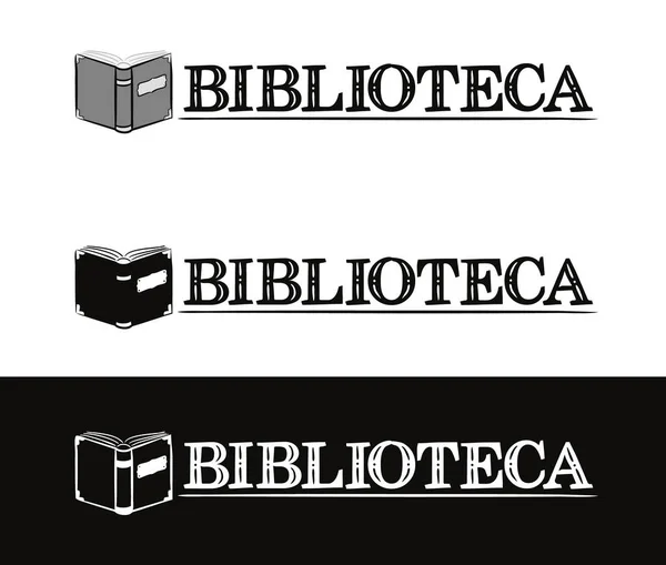 イタリアの図書館ロゴ 開いている本の手書きのアイコン 黒の黒板にチョークスタイルの図書館の紋章 ポスター バナーやアプリのデザインのためのベクトルイラスト 図書館 — ストックベクタ