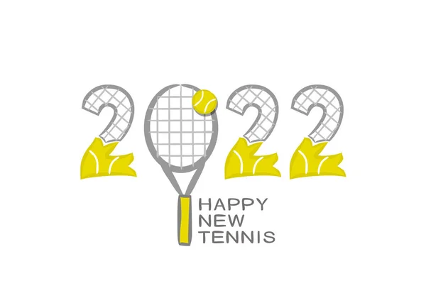2022 Tener Nuevo Tenis Feliz Tarjeta Motivación Deportiva Logotipo Con — Vector de stock