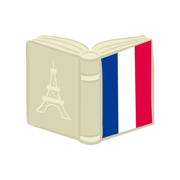 Book French National Tricolor Eiffel Tower Cover Encyclopedia France Hand — Stock Vector