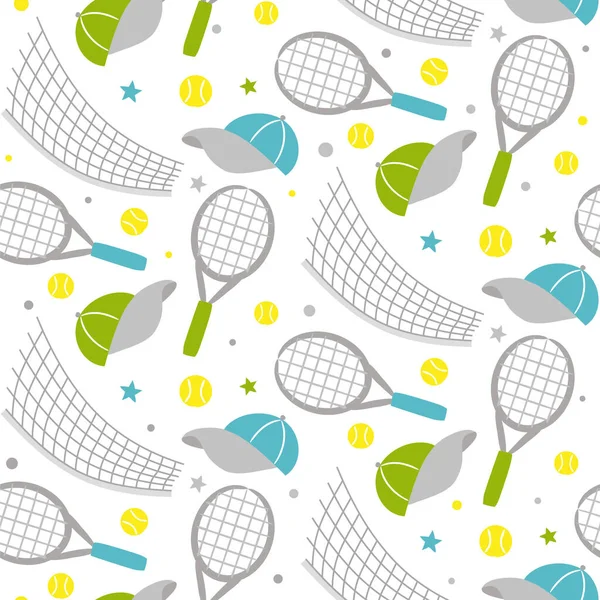 Patrón Tenis Dibujado Mano Sin Costuras Fondo Deportivo Dibujado Mano — Vector de stock