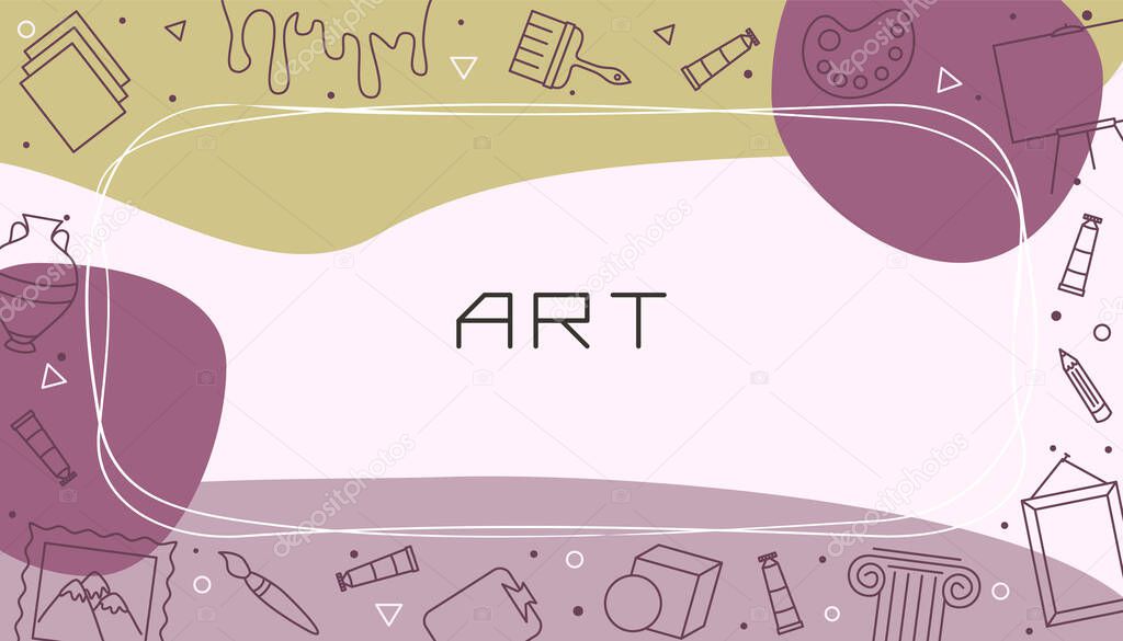 Vector design templates for Art in simple modern style with line crafts elements. Cover for a tutorial, banner, poster, presentation, splash screen, or project.