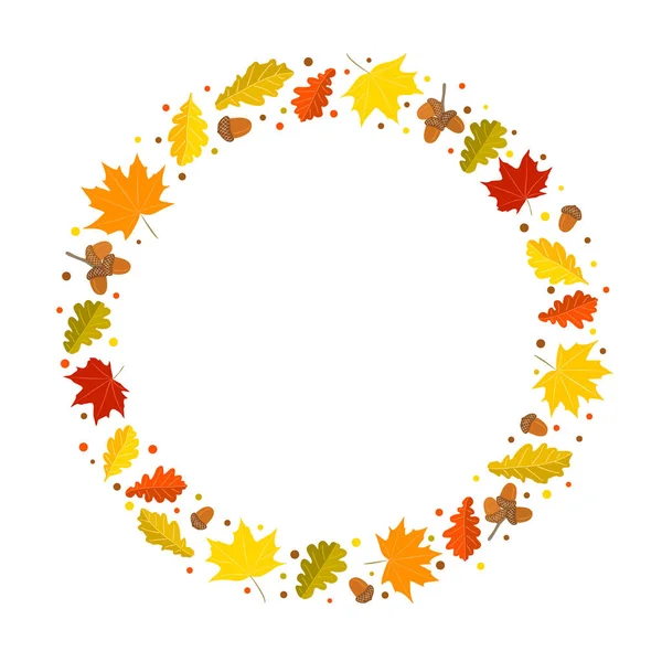 Autumn Frame Made Hand Drawn Foliage Yellow Orange Leaves Maple — Stock Vector