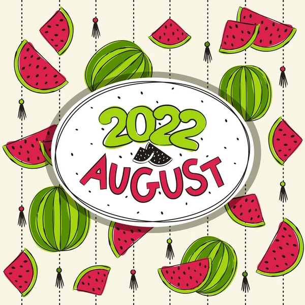 Plantilla Temática Para Calendario Para 2022 Mes Agosto Diseño Para — Archivo Imágenes Vectoriales