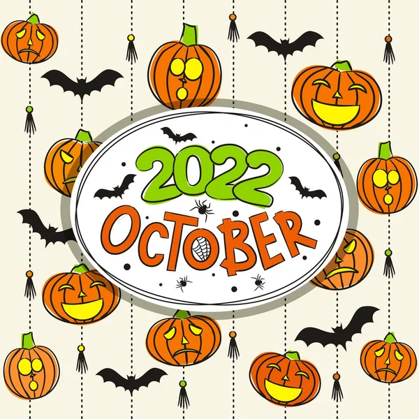 Тематический Шаблон Календаря 2022 Год Октябре Месяце Дизайн Календаря Тему — стоковый вектор