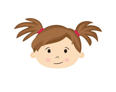 Isolated on white background cartoon face of a girl. Cute baby with two ponytails. Hand-drawn toddler. Vector illustration for children's projects, kindergarten, children, kids, elementary school. vector Isolated on white background cartoon face of a girl. Cute baby with two ponytails. Hand-drawn toddler. Vector illustration for children's projects, kindergarten, children, kids, elementary school. vector