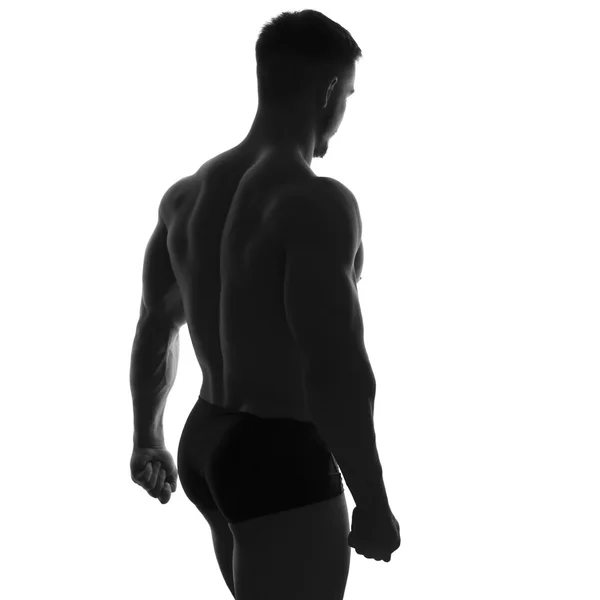 Sexy slim fit man body. Muscled abdomen. Sportswear. Isolated on — Stock Photo, Image