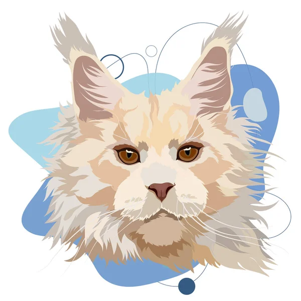 Maine Coon Cat Vector Illustration Colored Background Portrait Light Color — Stock Vector