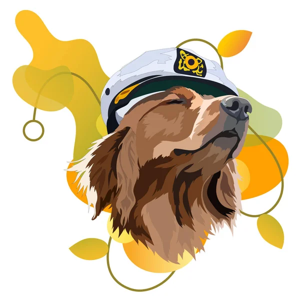 Portrait Golden Labrador Retriever Hat Background Beautiful Popular Gradient Vector — Stok Vektör