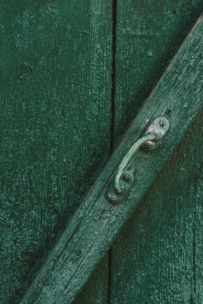Handvat Een Groene Houten Deur Textuur — Stockfoto