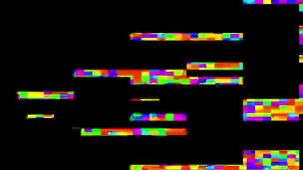 Glitch Error Video Schade. Retro futurisme 80s 90s.Video signaalschade met pixelruis en foutinterferentie. Signaalgeluid. Systeemfout. — Stockvideo