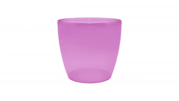 Pare animação movimento com vasos coloridos. Mudando a cor do vaso em um fundo branco. Mobília de jardim. Itens interiores de plástico. 4K. — Vídeo de Stock